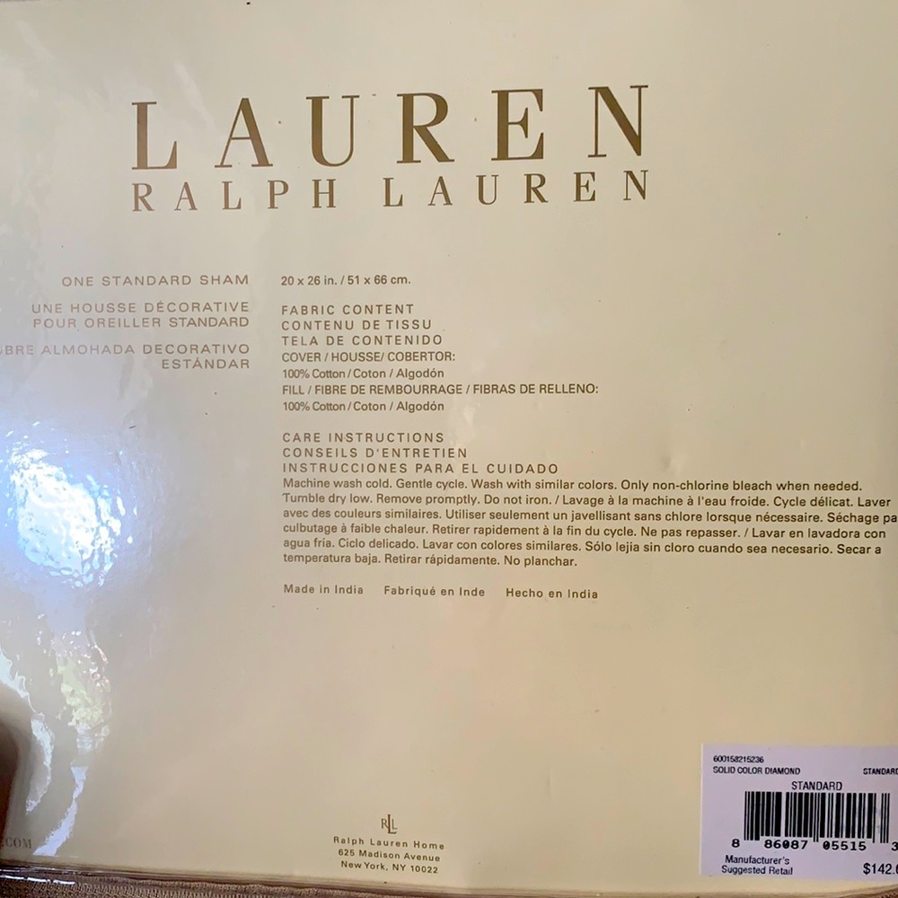 Ralph Lauren “Solid Color Diamond” Standard Sham in Tan
